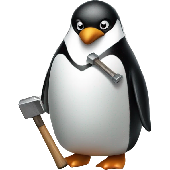 Penguin holding a hammer emoji