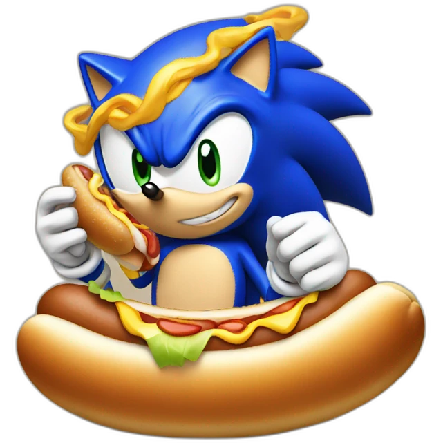 Sonic eating a hot dog emoji