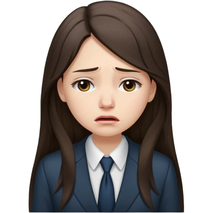 sad brunette girl long hair in buisiness outfit crying emoji emoji
