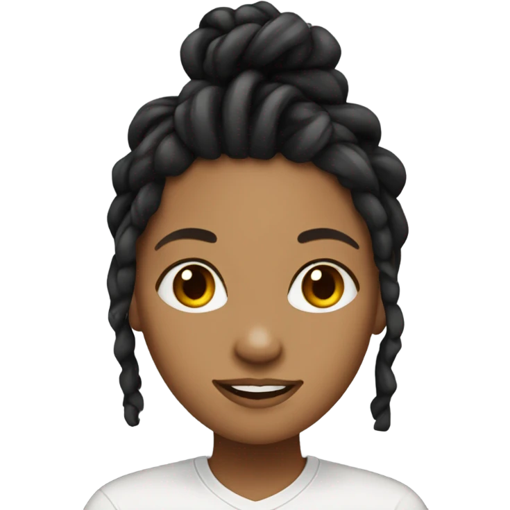 Tan girl with black locs dark white tied shirt  emoji