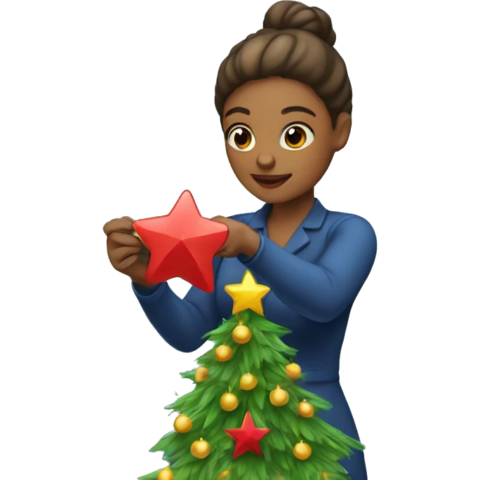 woman putting star on christmas tree emoji