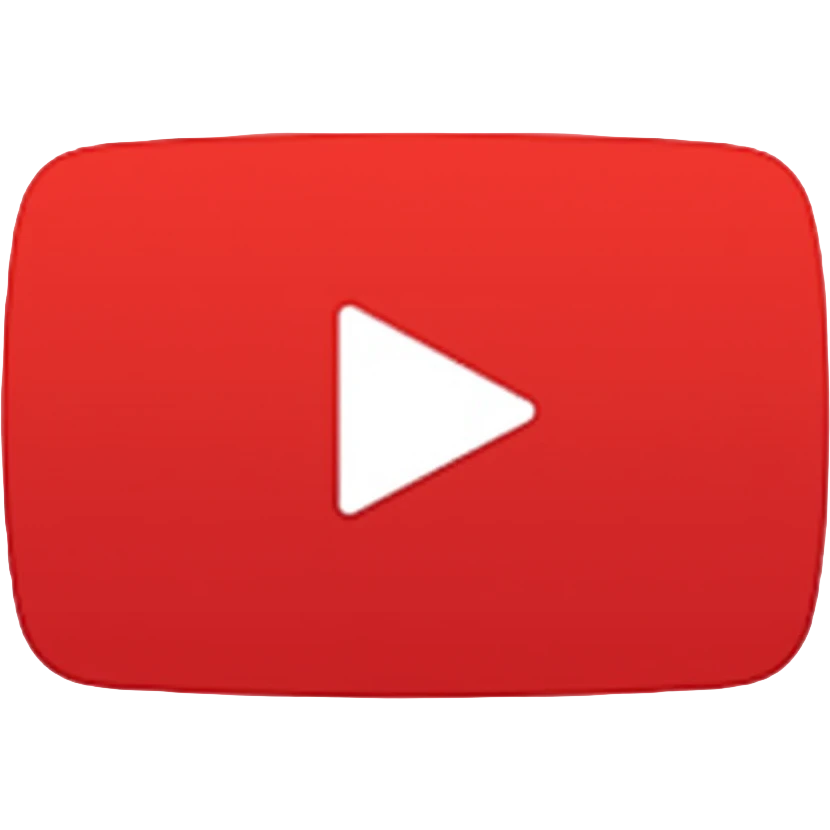 YouTube logo, red rectangle with rounded corners and white play button in the center emoji