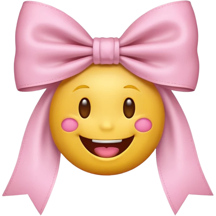 classic yellow laughing emoji with a very pretty pale pale pink bow emoji