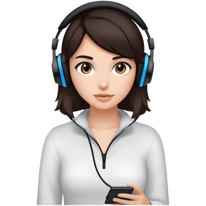 girl with dark brown hair and a black gaming headset  emoji