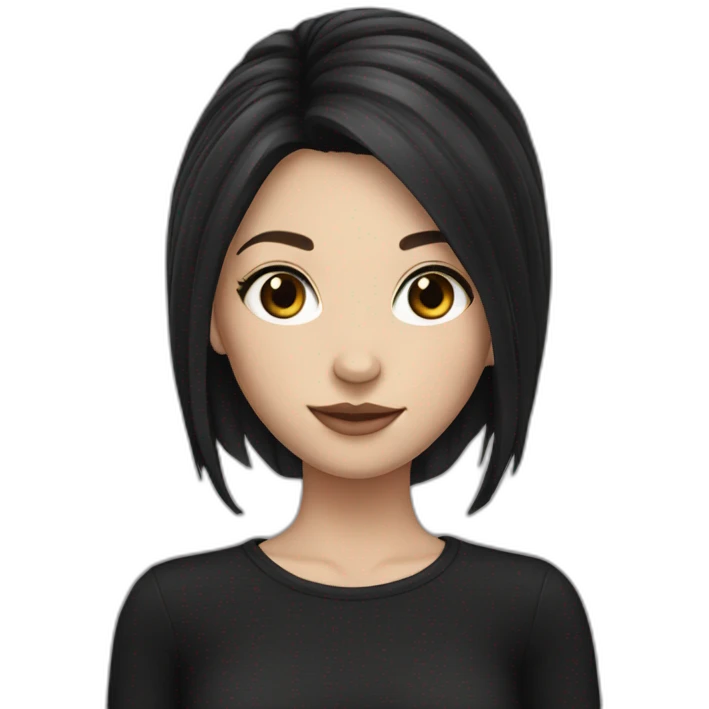 White skin girl with black beautiful hair emoji
