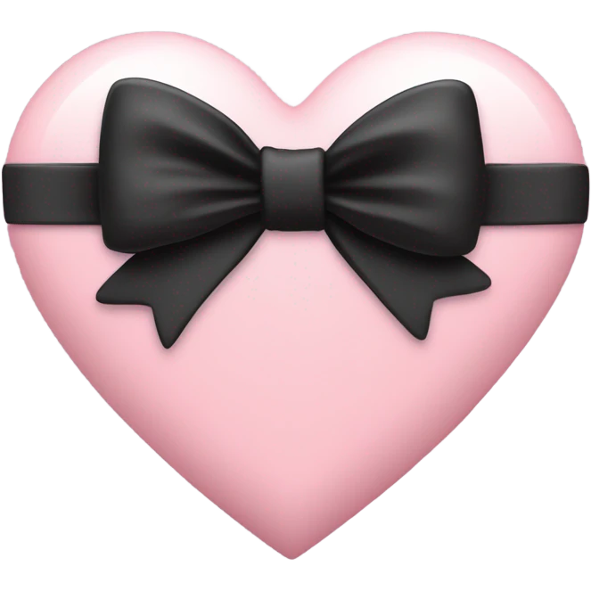 pastel pink heart with black bow emoji