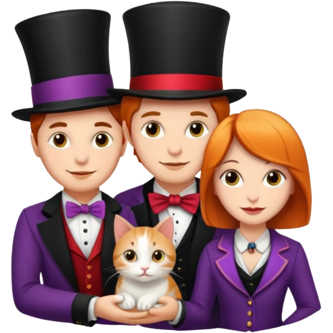magician couple and their pet cat emoji
