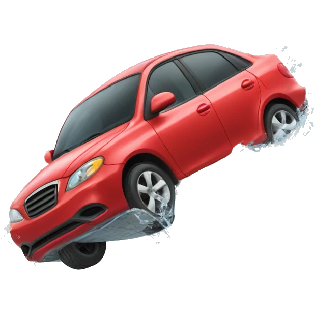 red car falls to water emoji