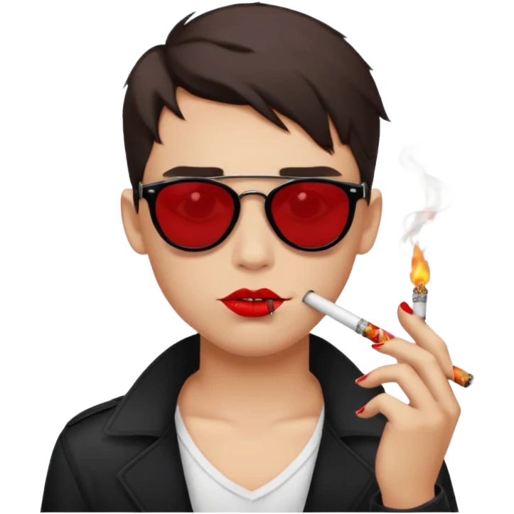 boy with piercing sunglasses blood smoking cigarette black lips emoji