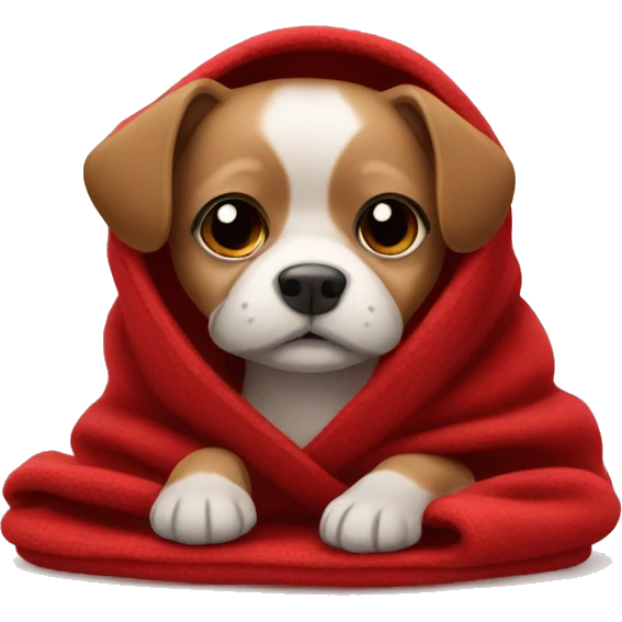 Small dog in a red blanket  emoji