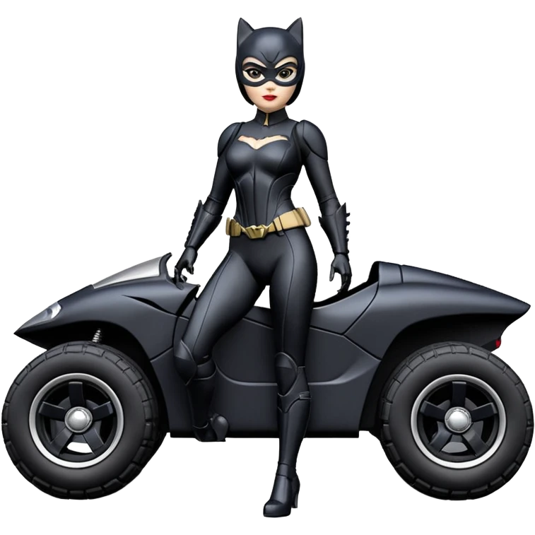 1:10 scale sexy fenders Catwoman’s buxom attractive armored midnight-colored tight outfit from tv series style dark knight movie stealthy accurate sporty safe plush deluxe off-road fast pursuit prototype concept car (black hair, driving aggressively) rally vehicle  emoji