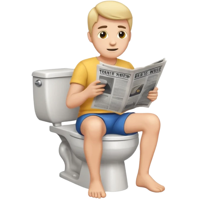 man on toilet, reading newspaper, emoji style emoji