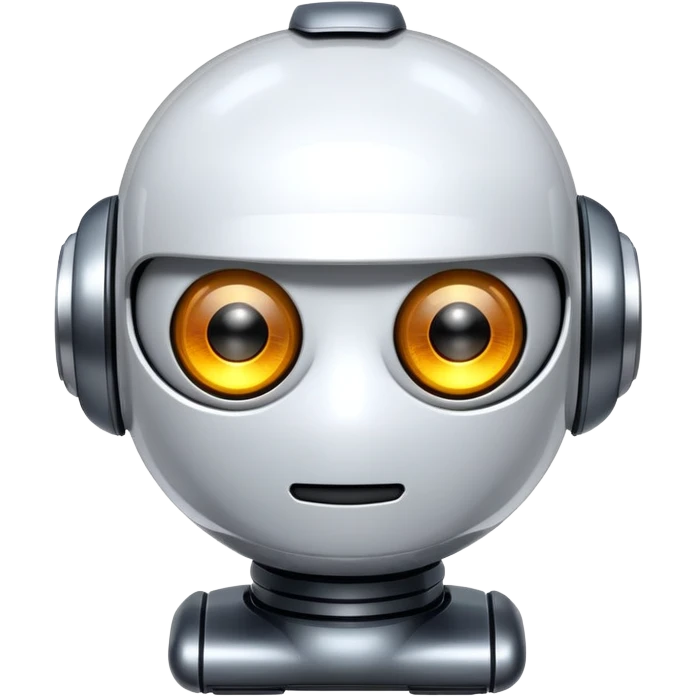create a glossy, metallic "G"-shaped bot with small glowing eyes. The emoji will have a futuristic, robotic feel while keeping the smooth, rounded structure. ensure it has a transparent background so it can be used flexibly across different platforms. emoji