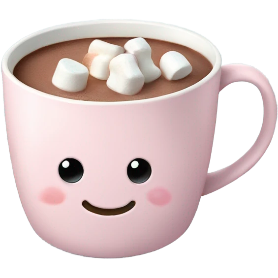 Light Pink mug of hot chocolate with marshmallows  emoji