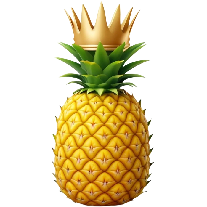 Cinematic Realistic Pineapple Emoji, Tropical and vibrant, with a golden-yellow textured skin and a crown of spiky green leaves on top. The body of the fruit is sharply geometric, its surface rich with natural patterns. Soft glowing outline, capturing the essence of exotic sweetness and tropical flair in a fresh pineapple! emoji