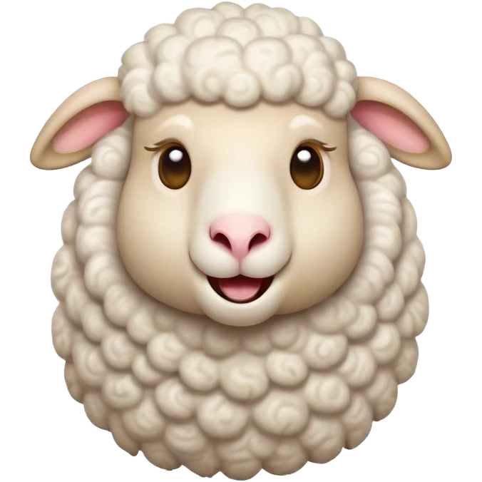 Cinematic Comical Sheep Portrait Emoji, Head tilted dramatically with an exaggeratedly amused expression, featuring a strikingly fluffy white fleece with a quirky pattern and wide, expressive eyes filled with playful disbelief, Simplified yet hilariously expressive features, highly detailed, glowing with a slightly sassy glow, high shine, dramatic yet playful, stylized with an air of cheeky mischief, bright and endearing, soft glowing outline, capturing the essence of a spirited and over-the-top sheep, so meme-worthy it feels like it could baa its way into internet fame instantly! emoji