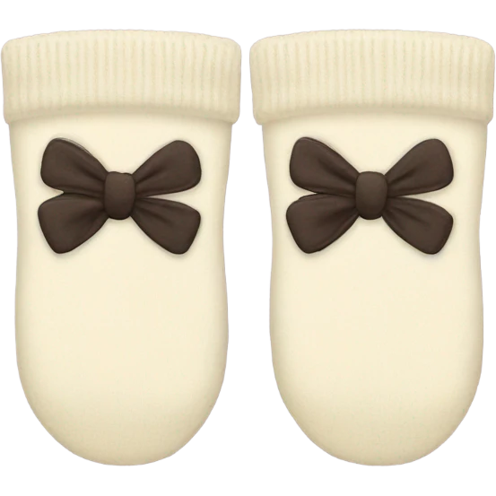 two cream socks with bows  emoji