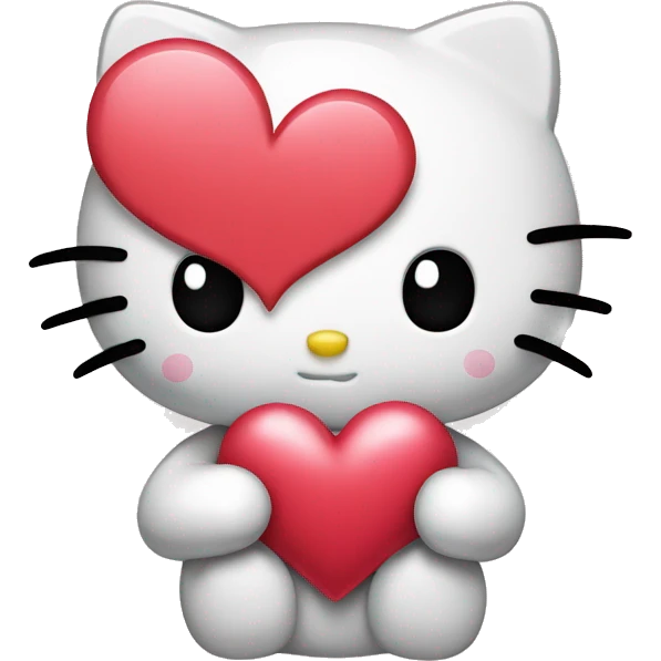 Hello kitty holding a heart emoji
