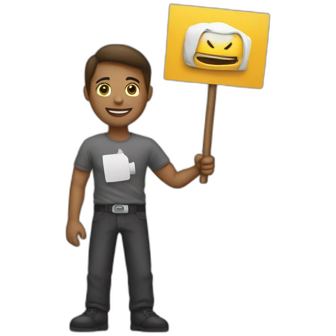 a demonstrator with a sign that says "freedom" emoji