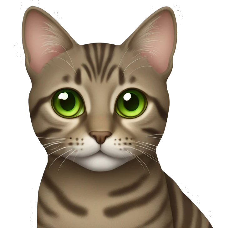 Brown/ Grey tabby cat with green eyes emoji