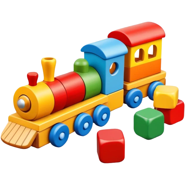 wooden toys set with blocks, train, and stacking rings for children emoji