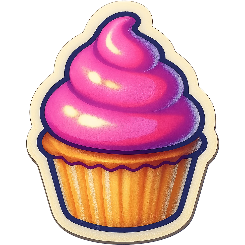 Cupcake with pink icing emoji