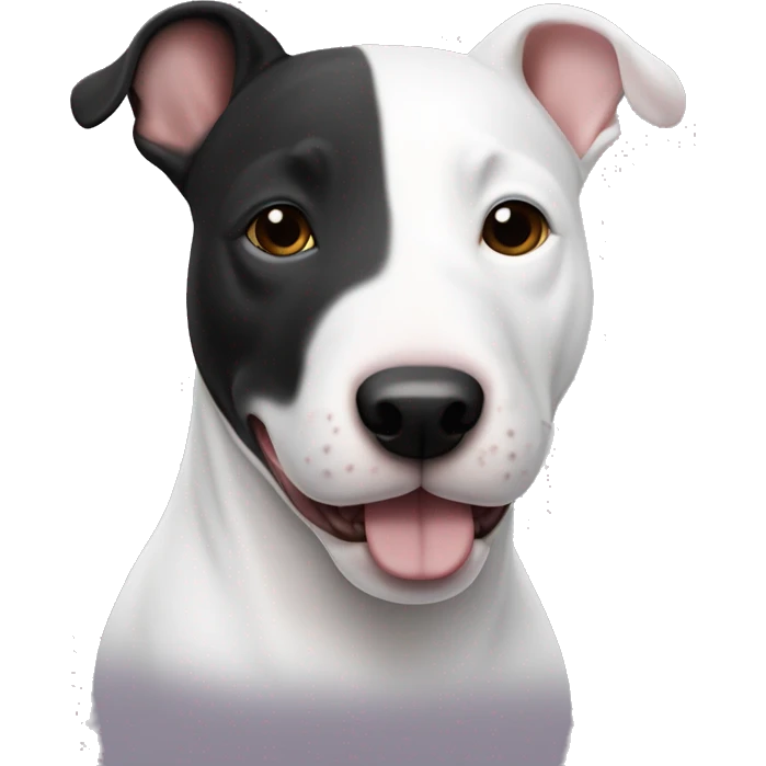 Un bull-terrier blanc avec une petite tache noire sur l’oreille droite  emoji