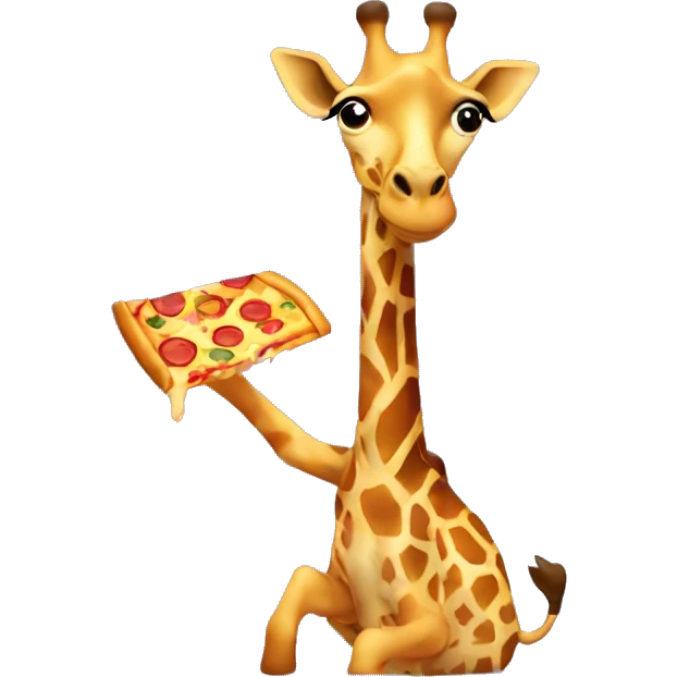 Giraffe eating a pizza emoji