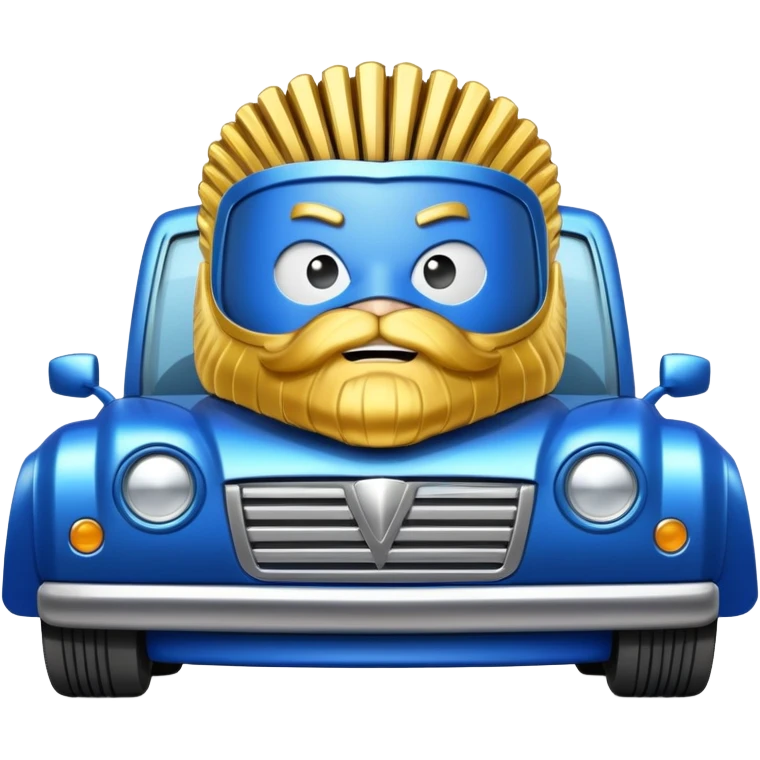 superhero car shaped like a giant comb with bristles, beard-themed vehicle emoji