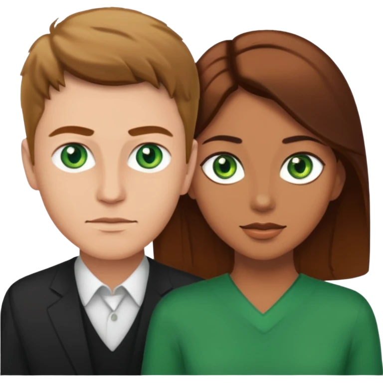 White male with big white female naked brown hair woman has green eyes emoji