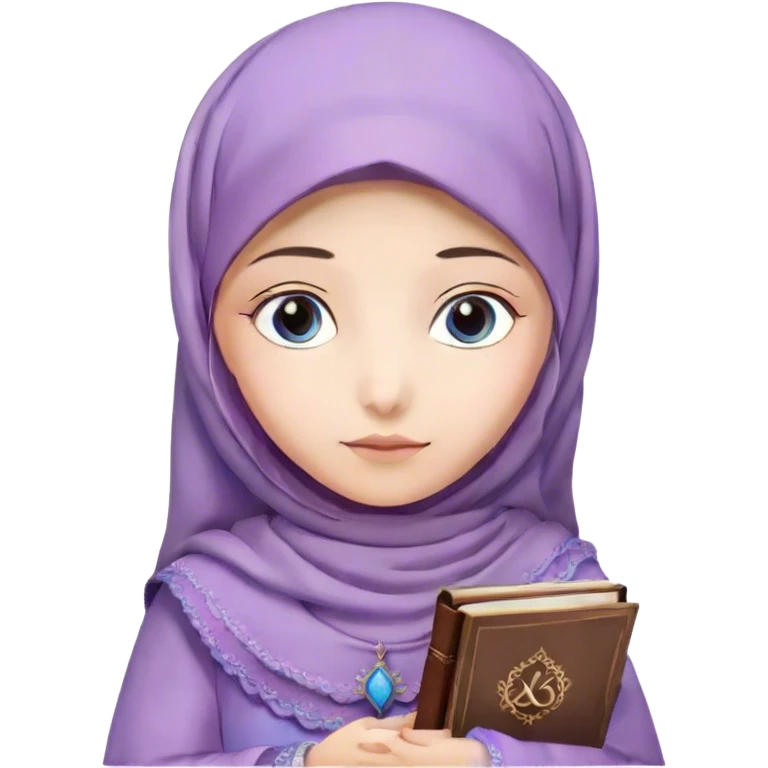 Turkish beautiful finish Konya girl blue eyes with hijab and lilac flower dress have Quran  emoji