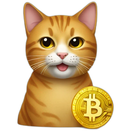 cat holding the bitcoin in mouth  emoji