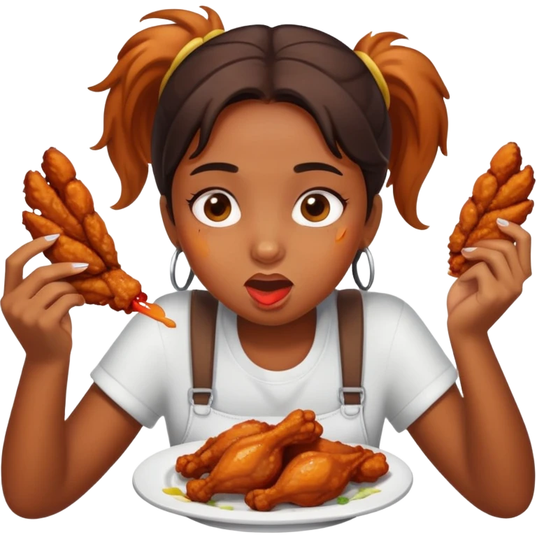 Girl eating chicken wings emoji