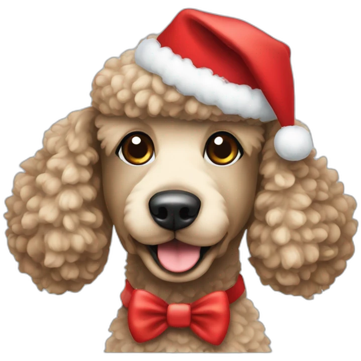 Poodle toy with Christmas hat emoji