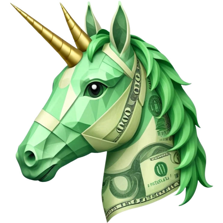 единорог полностью из долларовых купюр, no background emoji