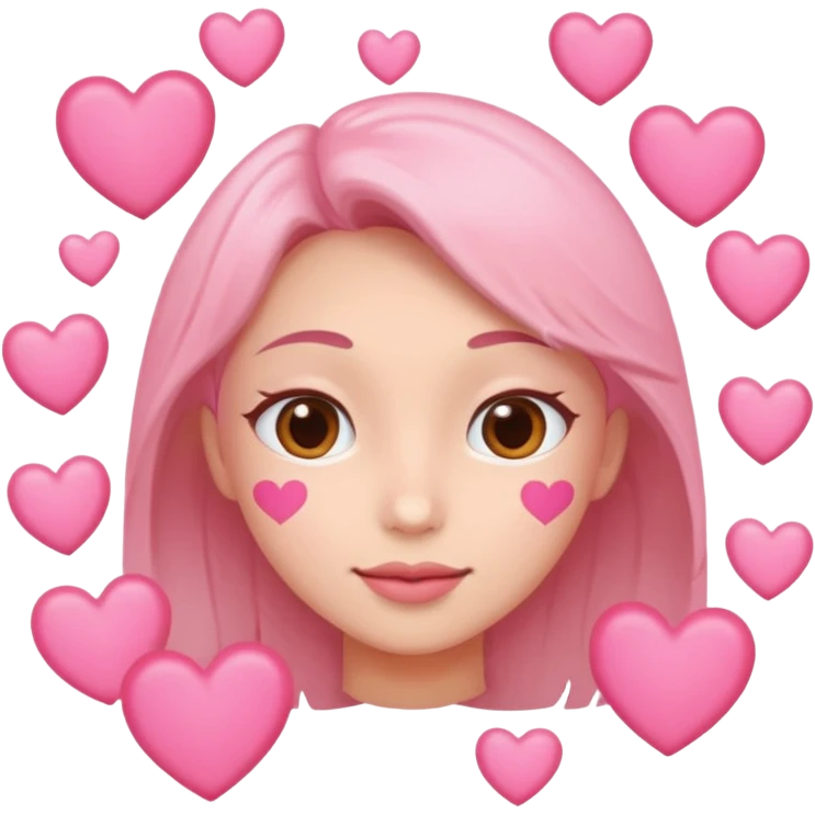 una carita enamorada con corazones rosas emoji