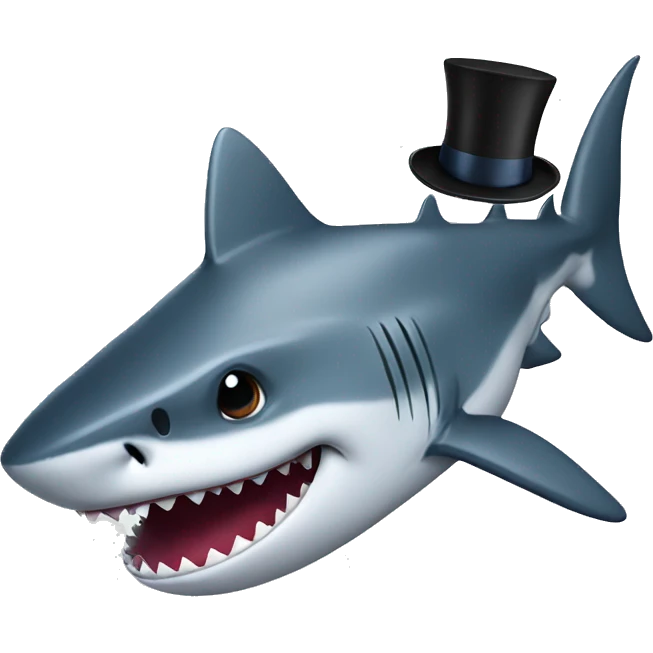 Shark with a top hat emoji