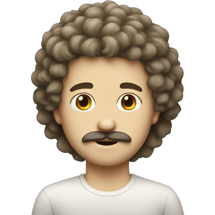 White boy with fluffy hair a little mustache  emoji