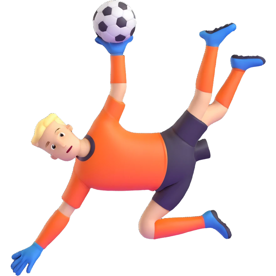 goalkeeper diving to catch soccer ball emoji
