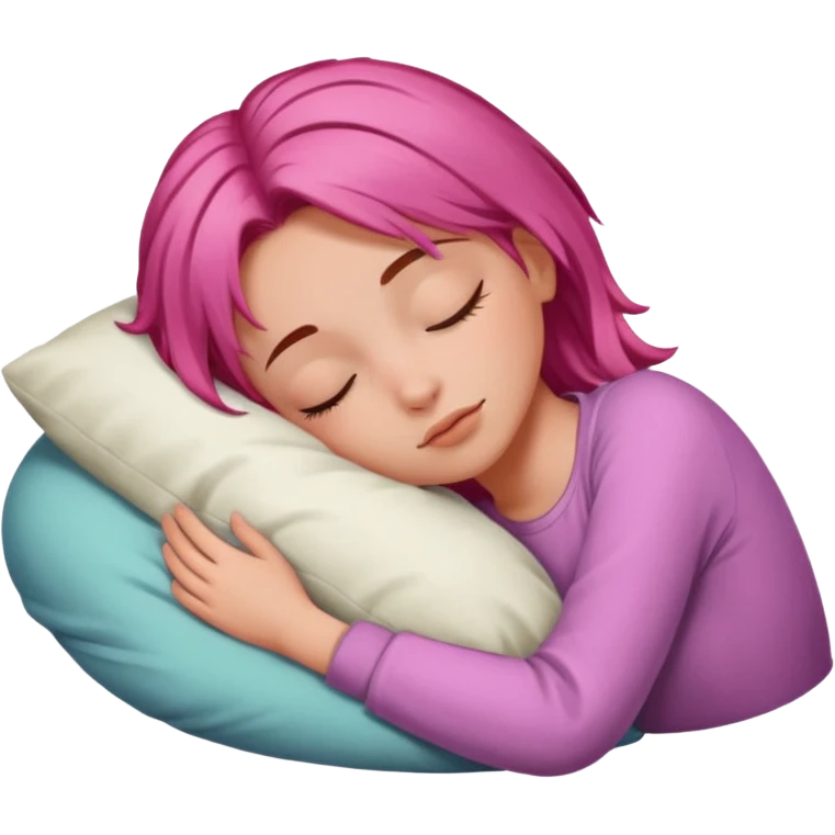 girl with brown and pink sleeping emoji