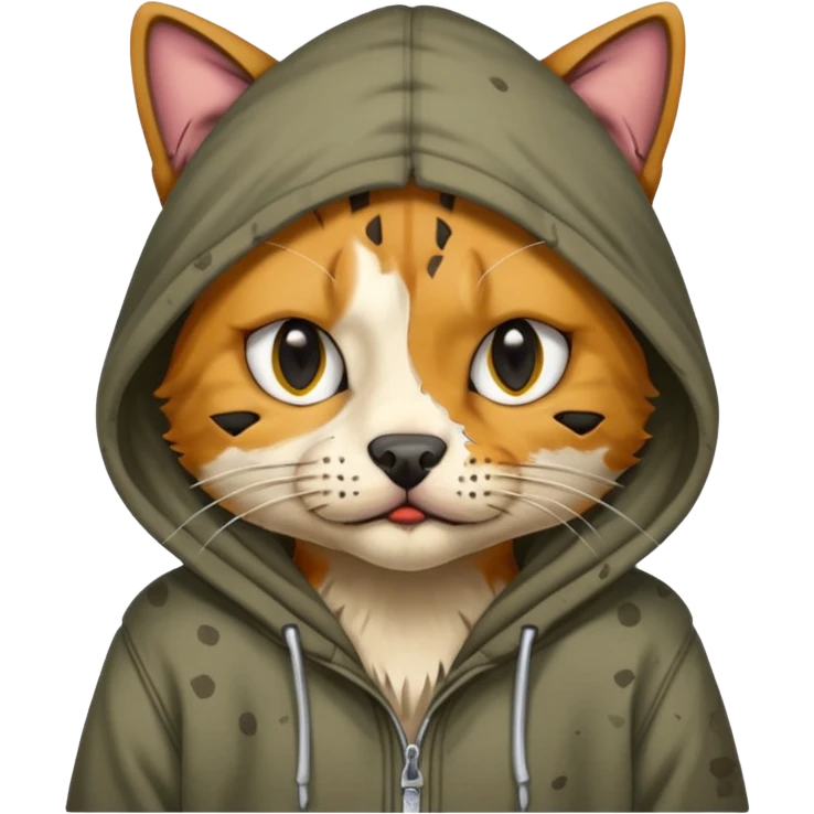 homeless dog cat with torn hoodie


 emoji