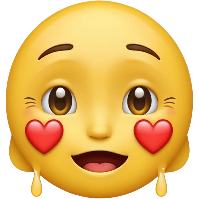 An emoji crying with heart eyes emoji