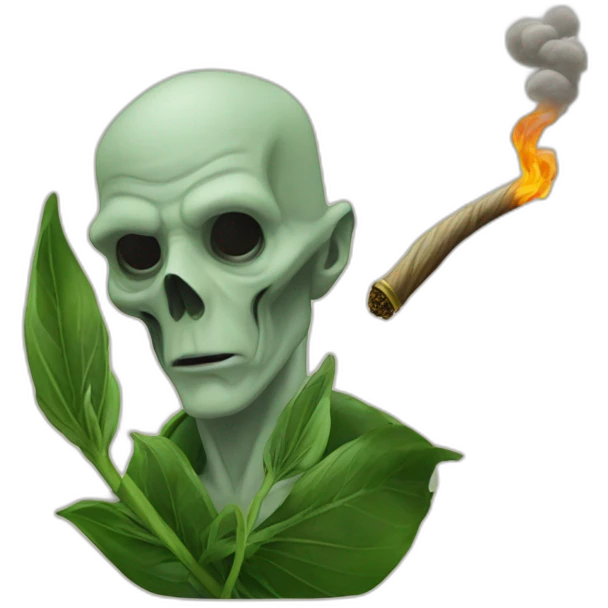Lord Voldemort smoking herbs with his wand emoji