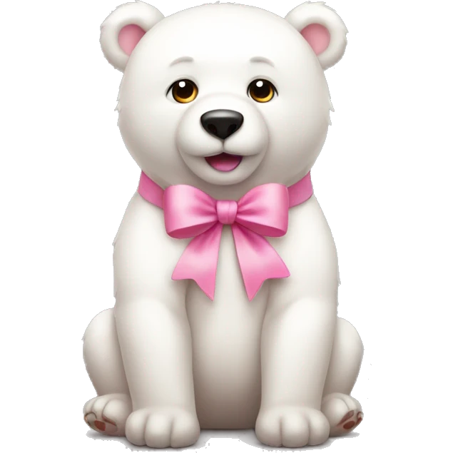 cute white bear with a pink bow on its right ear emoji
