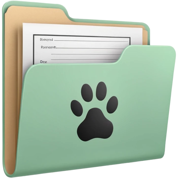 a pastel green folder of documents with a pawprint on it emoji