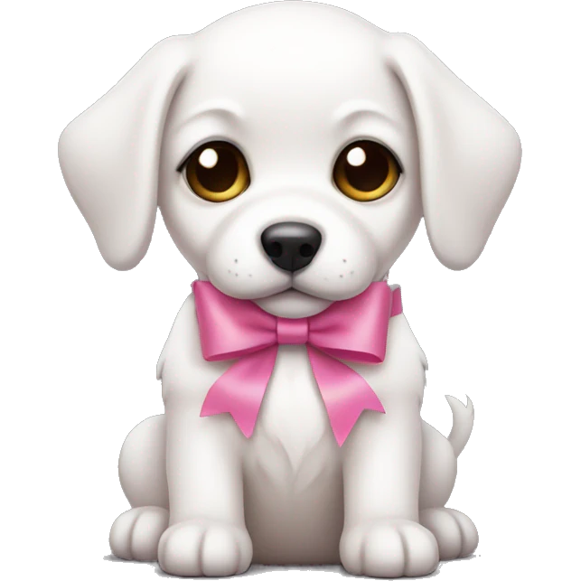 White puppy with pink bows emoji
