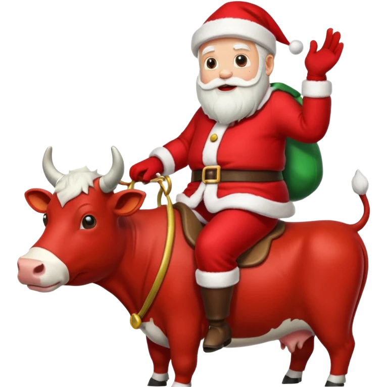 Santa on a cow emoji