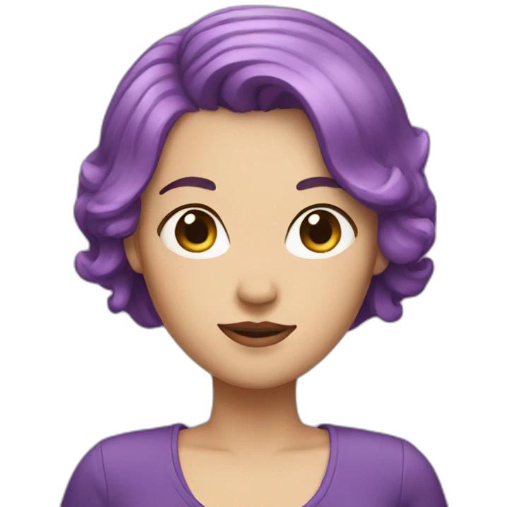 white woman with short purple hair emoji