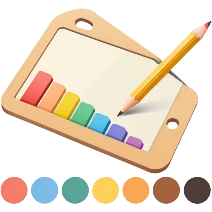 digital graphic template with a pencil, crop icon, and color palette tools around it emoji