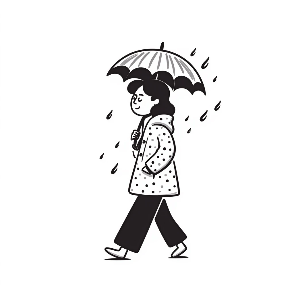 hand drawn spring rain shower with umbrella emoji